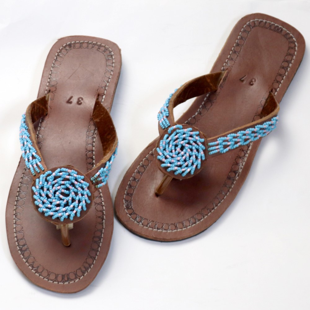 【SALE】↓ケニア革ビーズサンダル 37(08SS) @3800→3040円