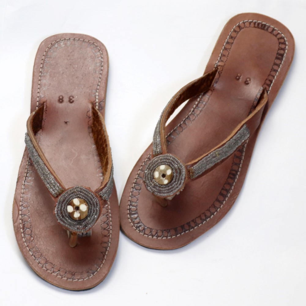 【SALE】↓ケニア革ビーズサンダル 38(08SS) @3800→3040円