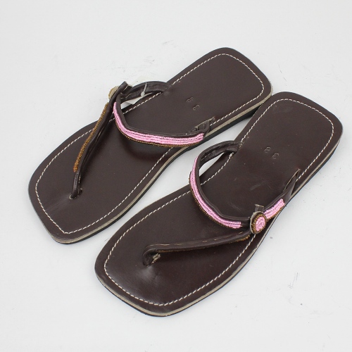 【SALE】ケニアビーズ革サンダル(09モデル) 細ベルト2本 @15000→10500円