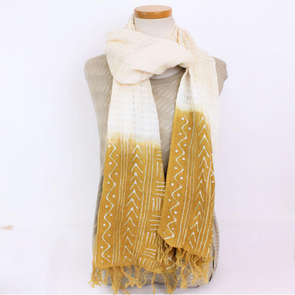 泥染めショール両端染ざっくり小