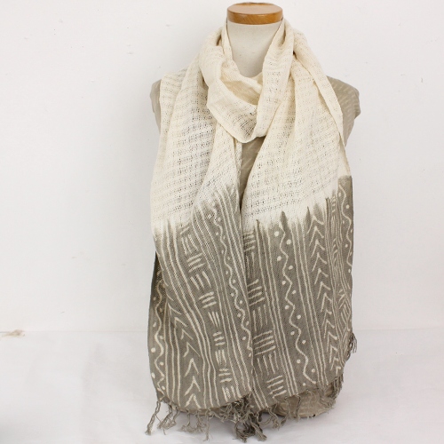 泥染めショール両端染ざっくり小