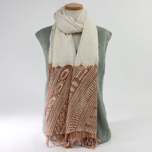 泥染めショール両端染ざっくり大