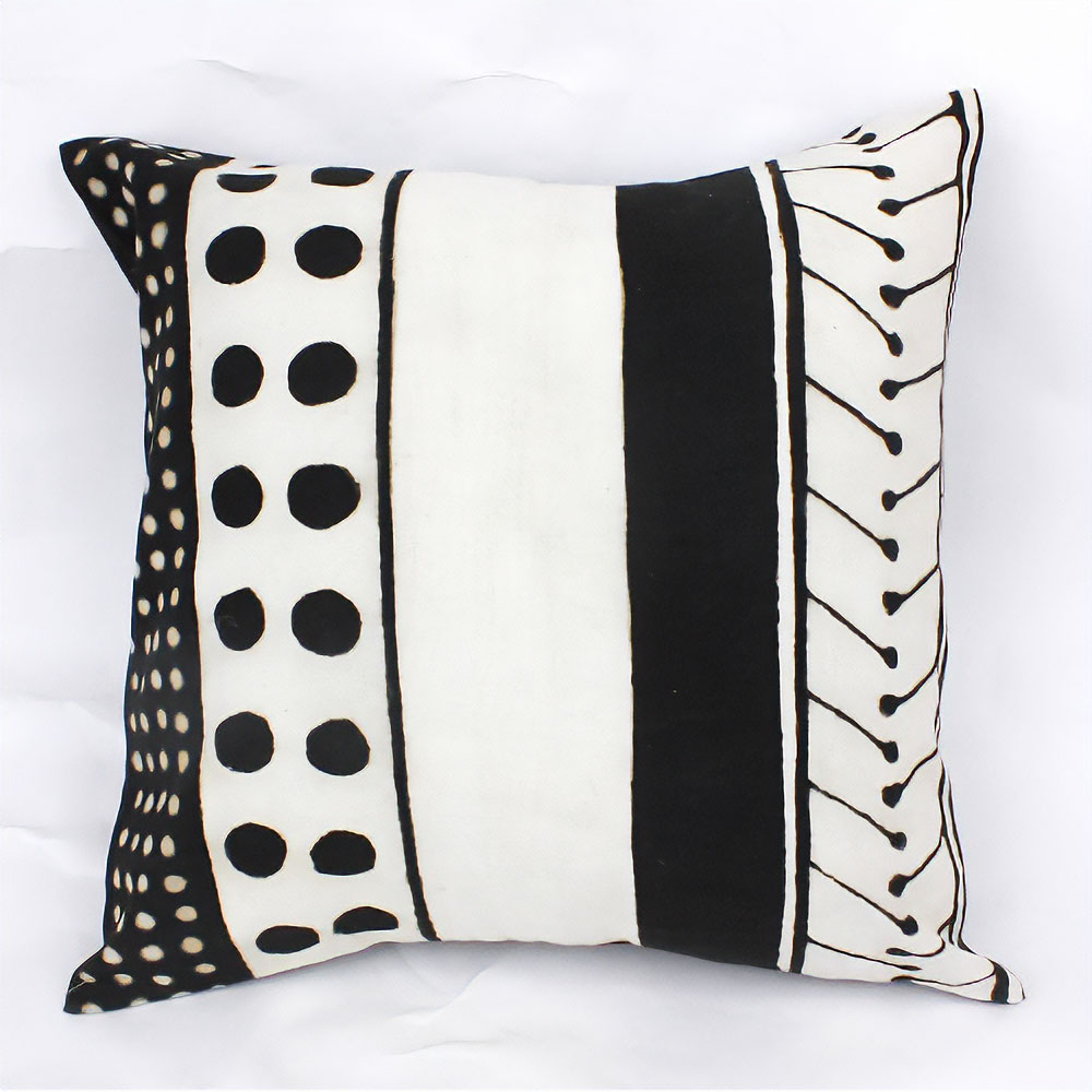 泥染めクッションカバー50x50ライン