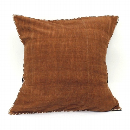 泥染めクッションカバー無地45x45茶/黒