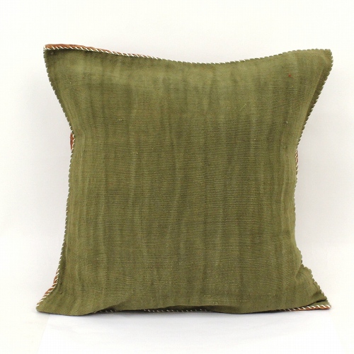 泥染めクッションカバー無地45x45茶/緑