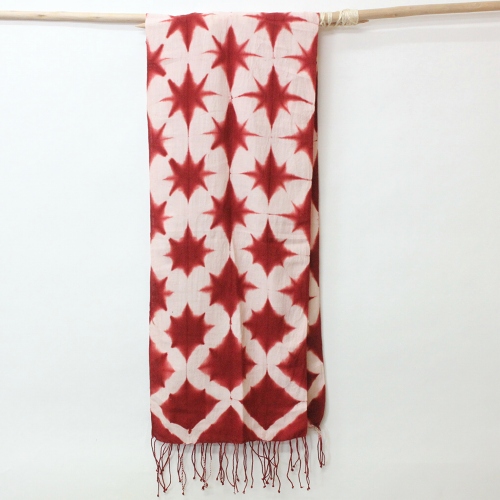 薄布絞り綿ショール 赤