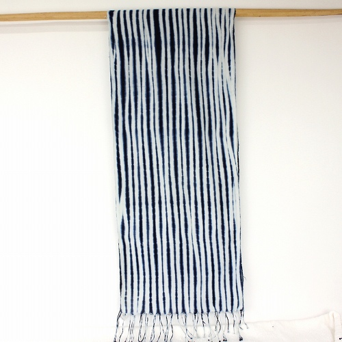 藍染薄布しぼり綿ショール 04