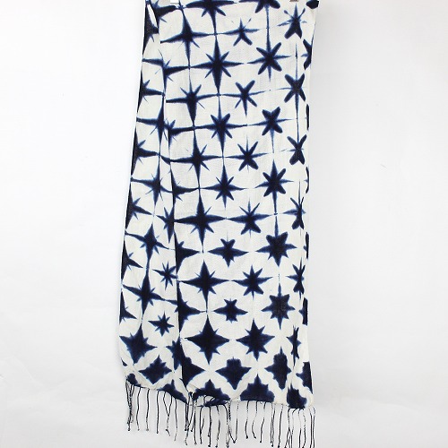 藍染薄布しぼり綿ショール 05