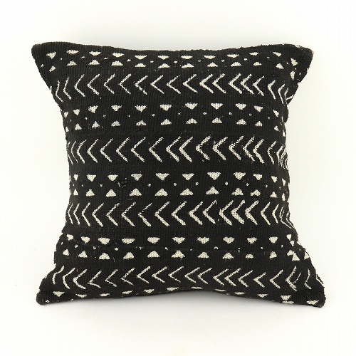 泥染めクッションカバー35x35 細<<<ドット黒