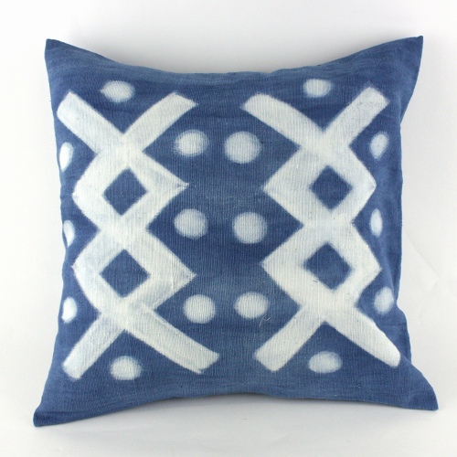 藍染めクッションカバー45X45 らせん
