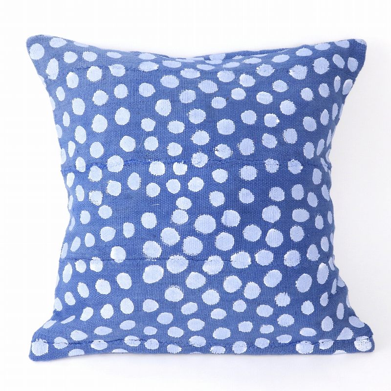 藍染めクッションカバー45x45 水玉