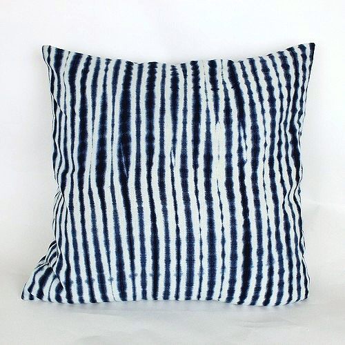 藍染めクッションカバー45x45 細ボーダー