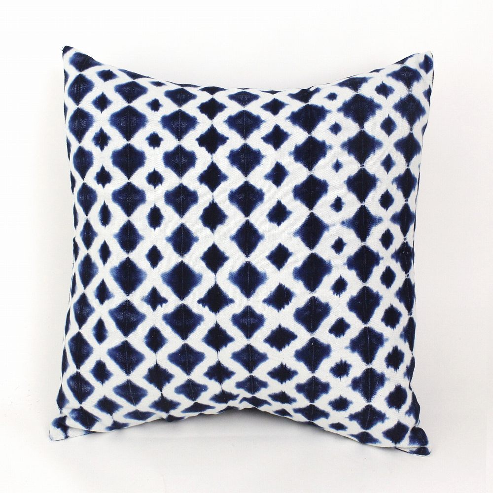 藍染めクッションカバー45x45 格子