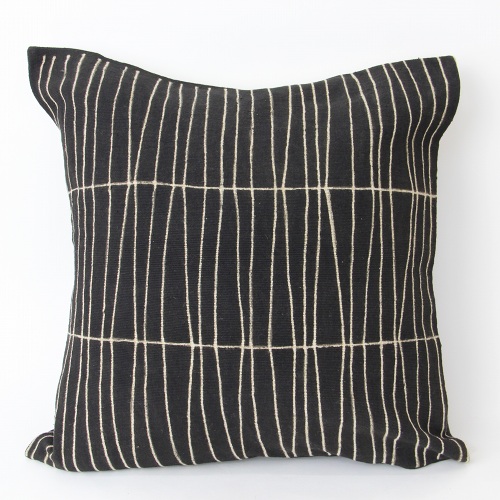 泥染クッションカバー45X45filet黒白
