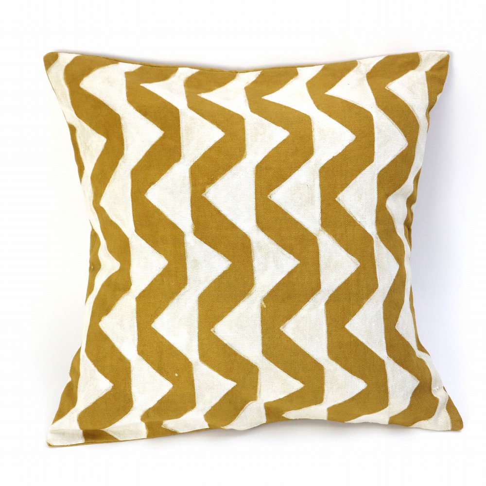 泥染クッションカバー45X45triangle黄色