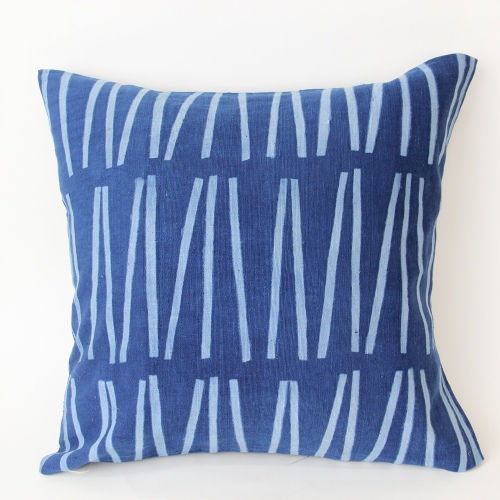 藍染クッションカバー45X45 ligne vertical藍