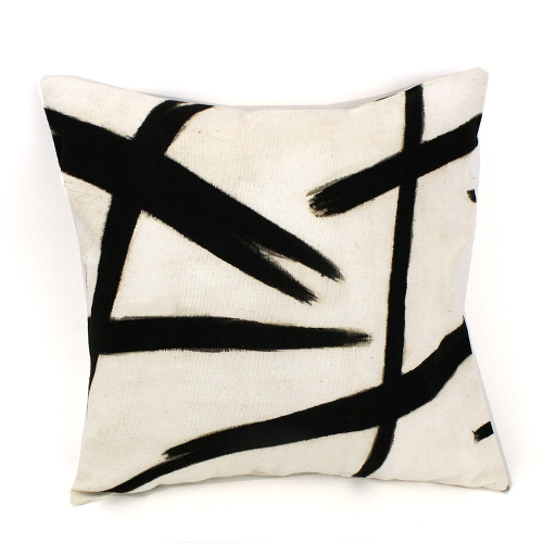 泥染クッションカバー45x45白地手描き