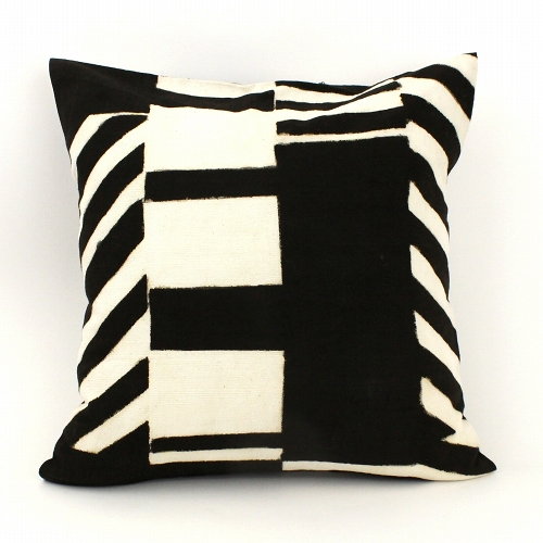 泥染クッションカバー45x45白黒四列