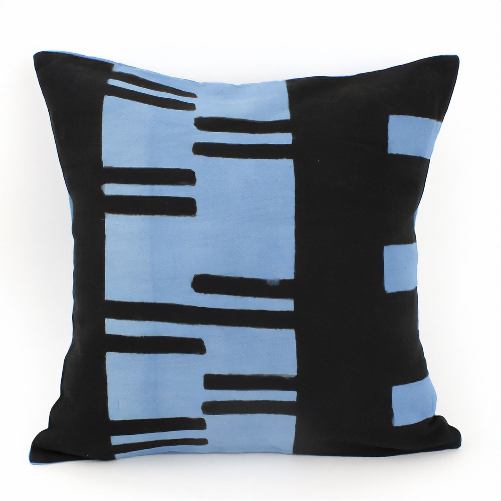 藍染クッションカバー45x45 縦太横細 藍