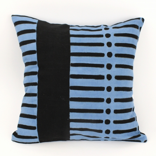 藍染クッションカバー45x45 縦太横鎖線 藍