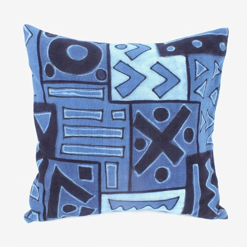 藍染クッションカバー45x45 クバ 藍