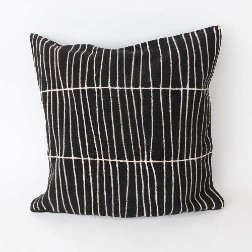 泥染クッションカバー35x35filet黒白