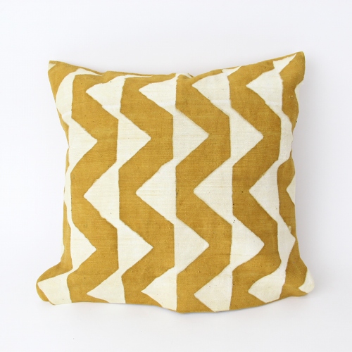 泥染クッションカバー35x35triangle黄色