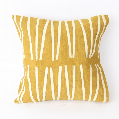 泥染クッションカバー35x35lignevertical黄色