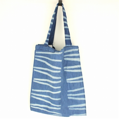 藍染めトートバッグ新タイプ 横線