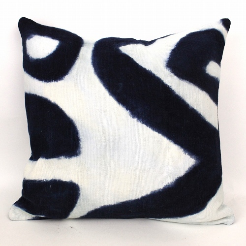 草木染クッションカバー45x45 藍染 水面