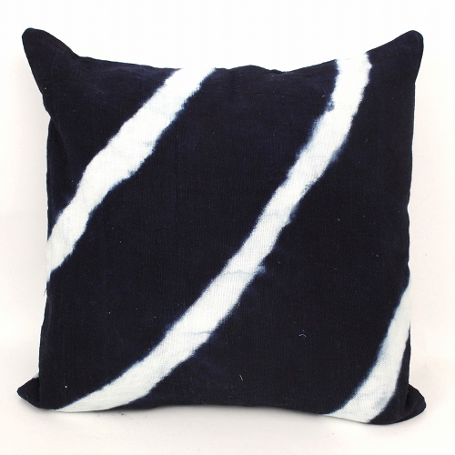 草木染クッションカバー45x45 藍染 さざ波