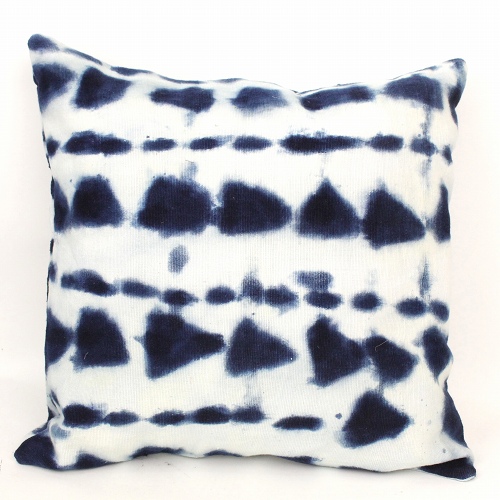 草木染クッションカバー45x45 藍染 絞り砂丘