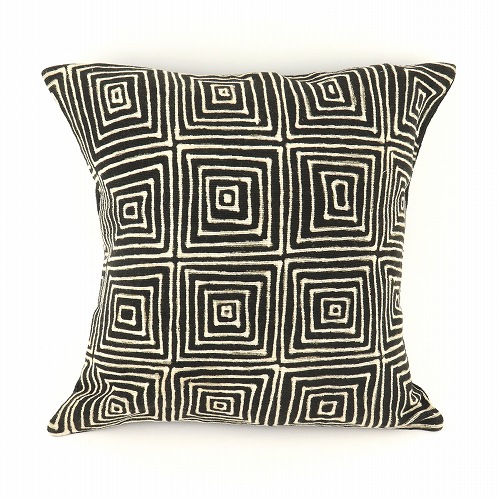 泥染クッションカバー35x35 四角蜘蛛の巣