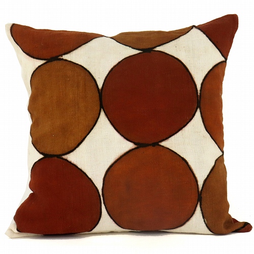 泥染めクッションカバー45X45茶