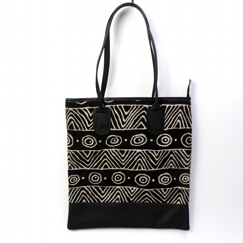 泥染め革バッグ 02黒x黒泥染 一点物