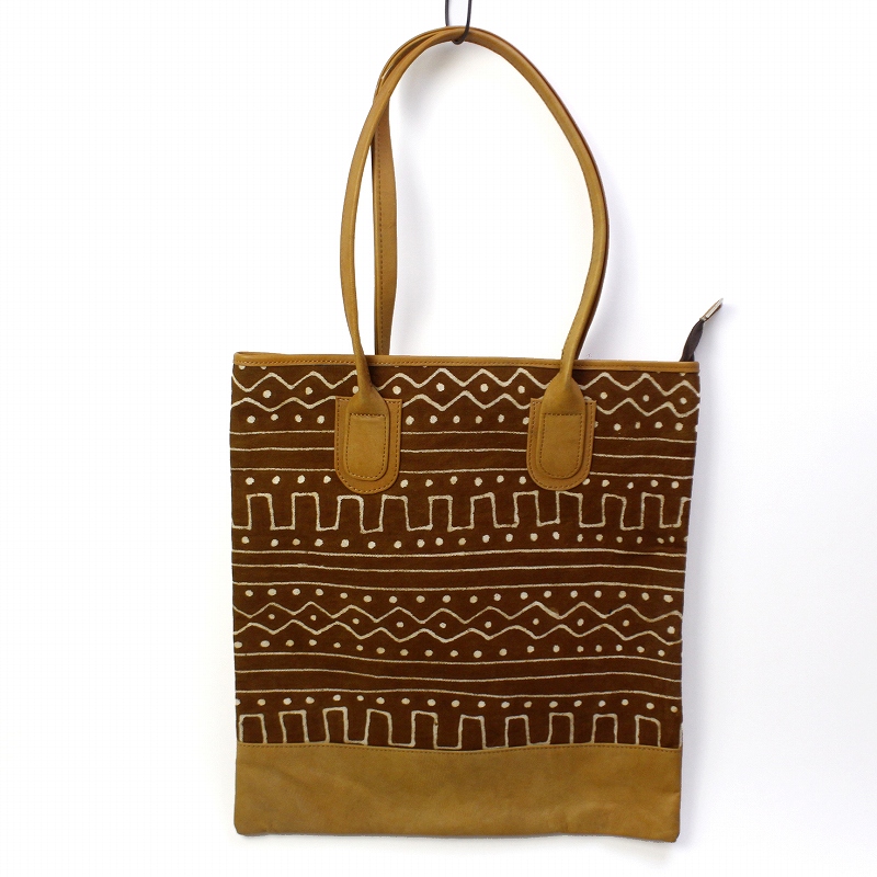 泥染め革バッグ 03キャメルx茶泥染 一点物