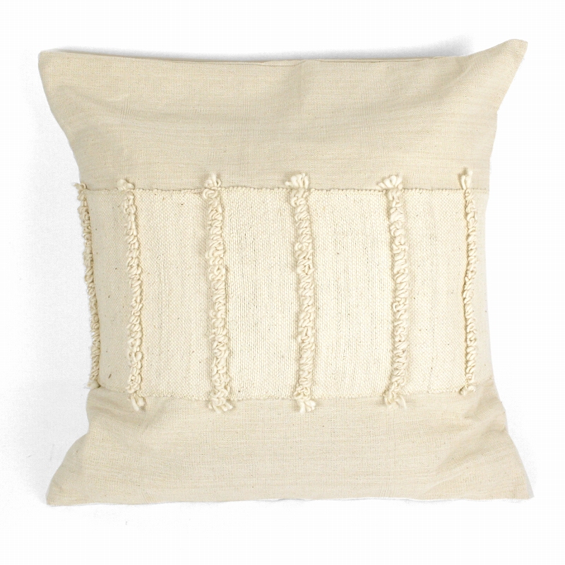 綿もこもこ付きクッションカバー50X50　生成