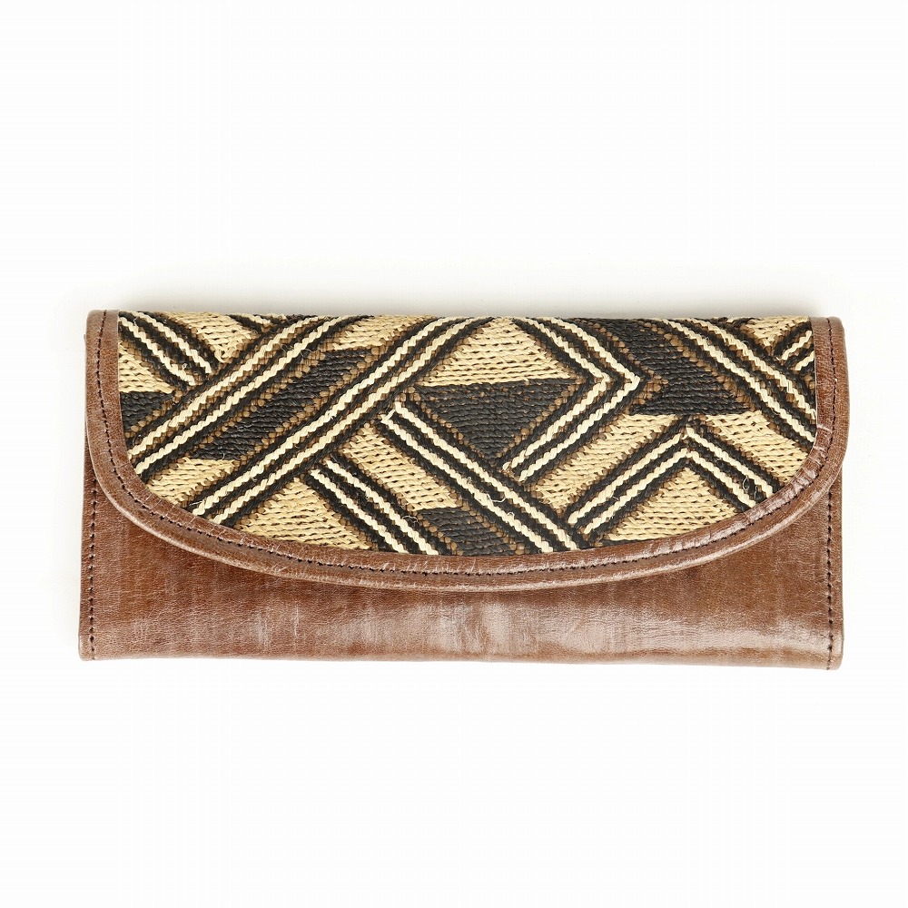 クバ布革財布 薄型 焦げ茶