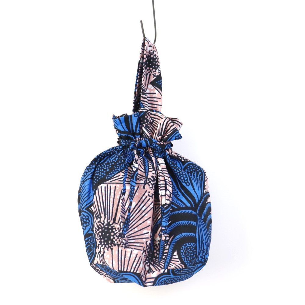 パーニュ 巾着バッグ 丸底 ワンハンドル 青ピンク