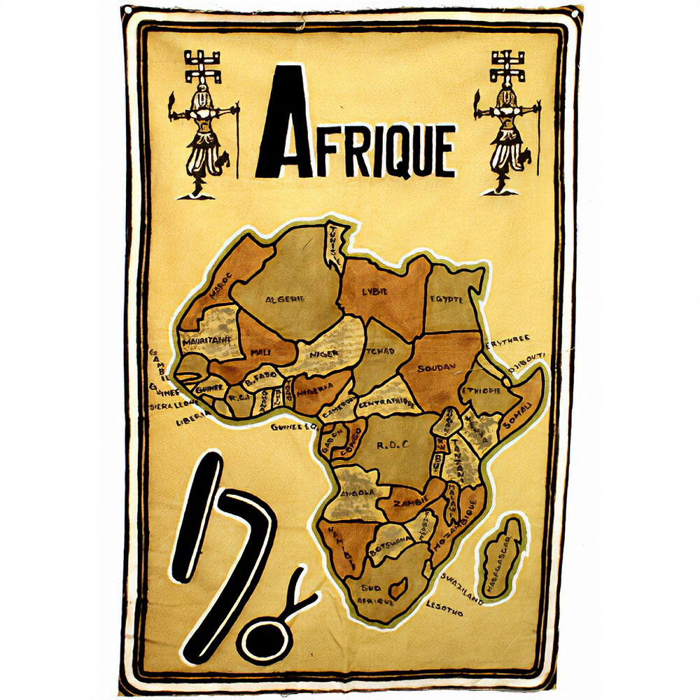 泥染め絵 アフリカ地図 特大 アフリカ