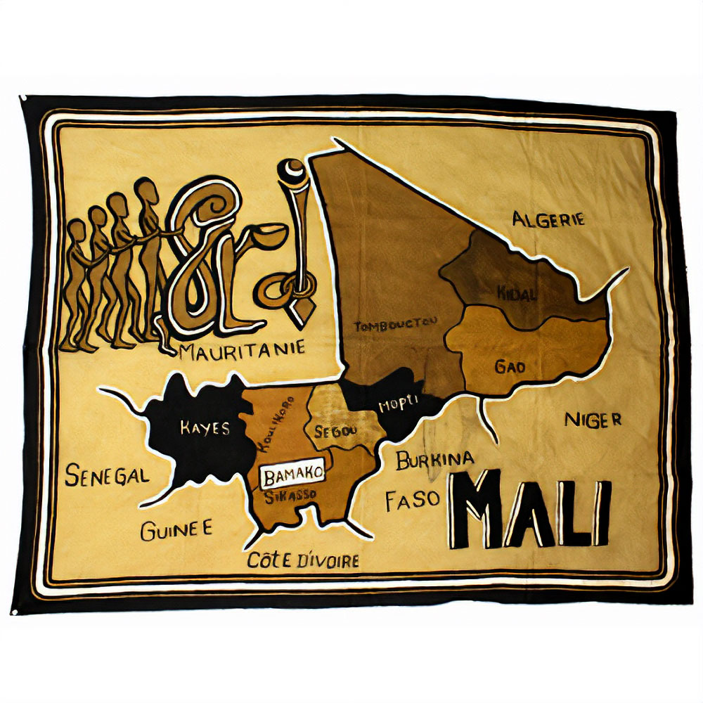 泥染め絵 アフリカ地図 中 マリ