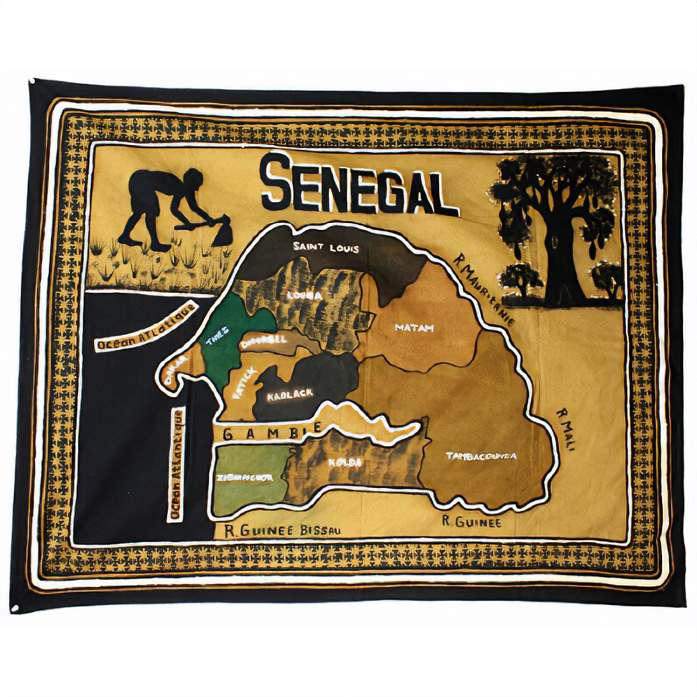 泥染め絵 アフリカ地図 中 セネガル