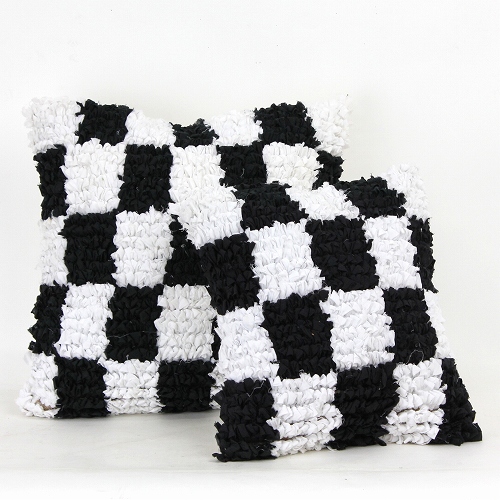 裂き布タピクッションカバー モノクロ カラフル 大・中