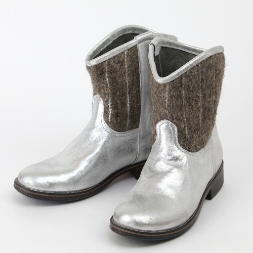 【SALE】ラメラインキリムブーツ シルバー　\28000→19600