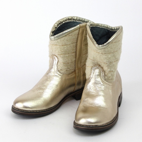 【SALE】ラメラインキリムブーツ ゴールド　\28000→19600