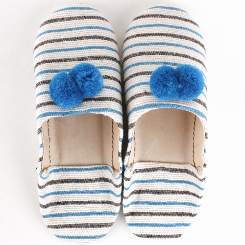 ポンポン付織物バブーシュ ターコ