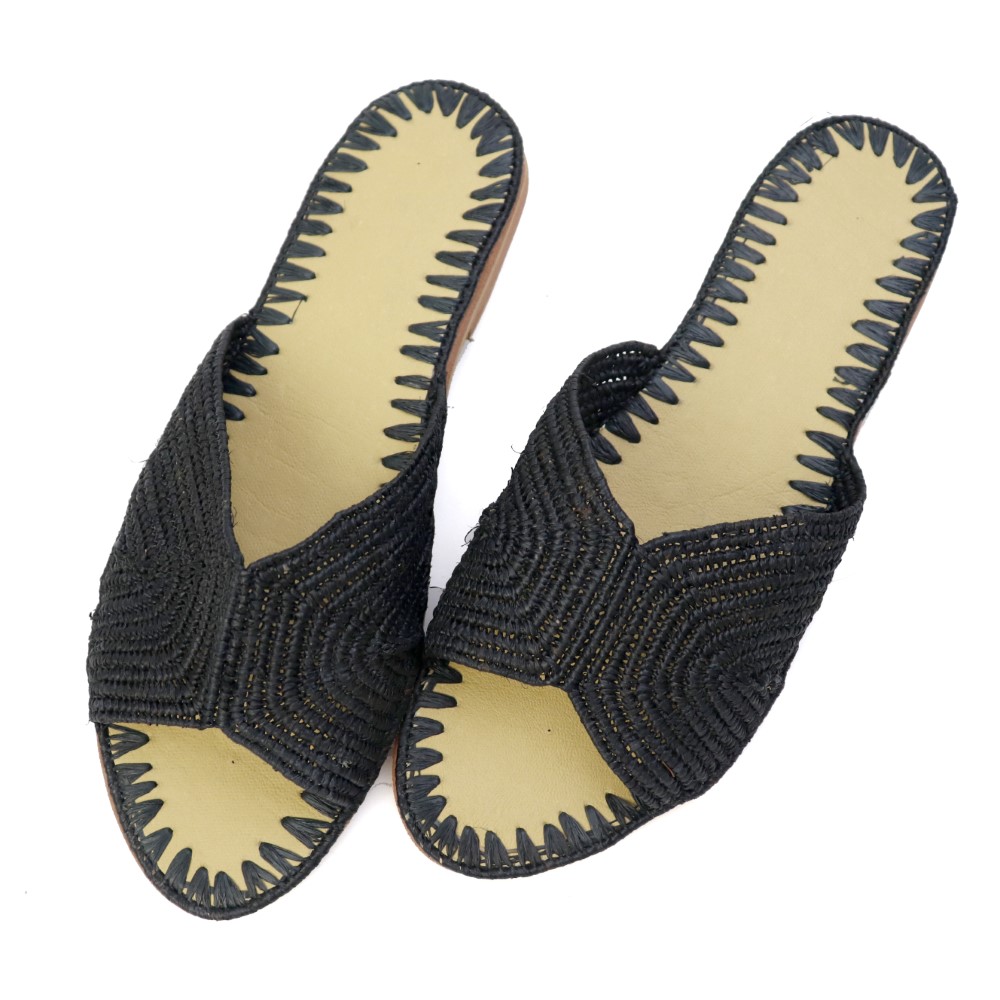 【SALE】ラフィアシンプルサンダル 黒 @8500→5950円