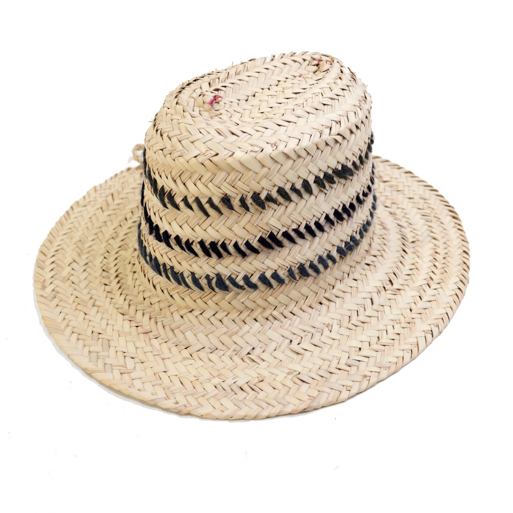 三色刺繍帽子 青系