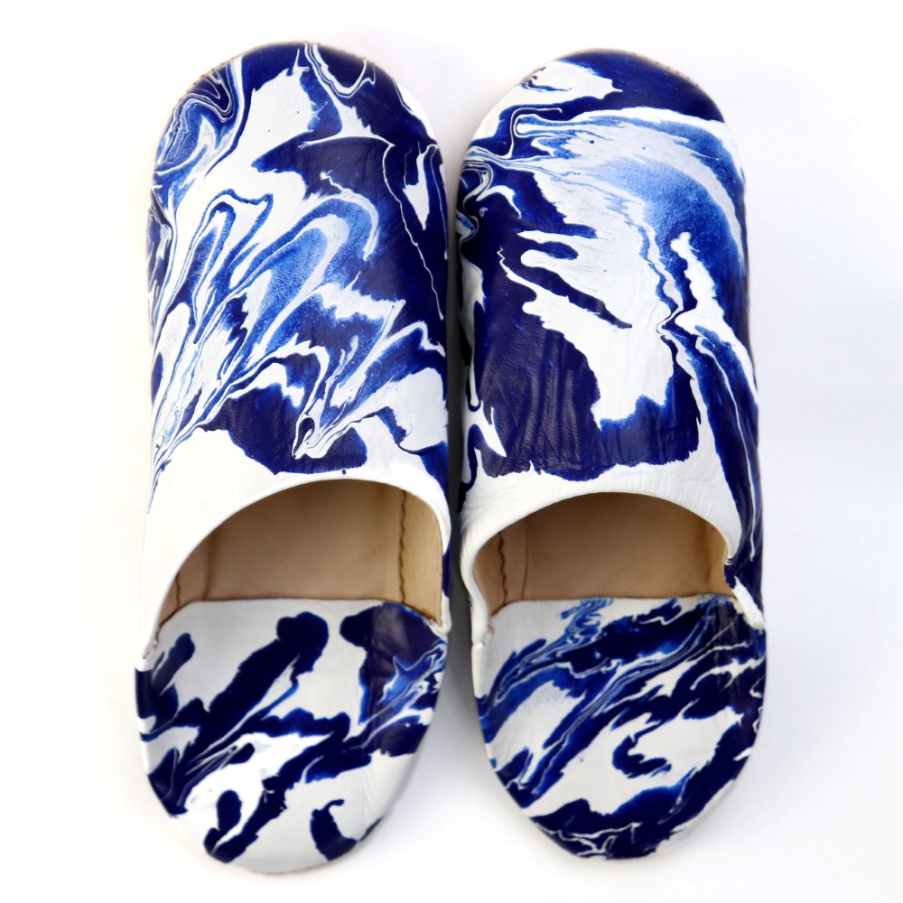 【SALE】マーブル模様バブーシュ 39 青系 @4300→3000