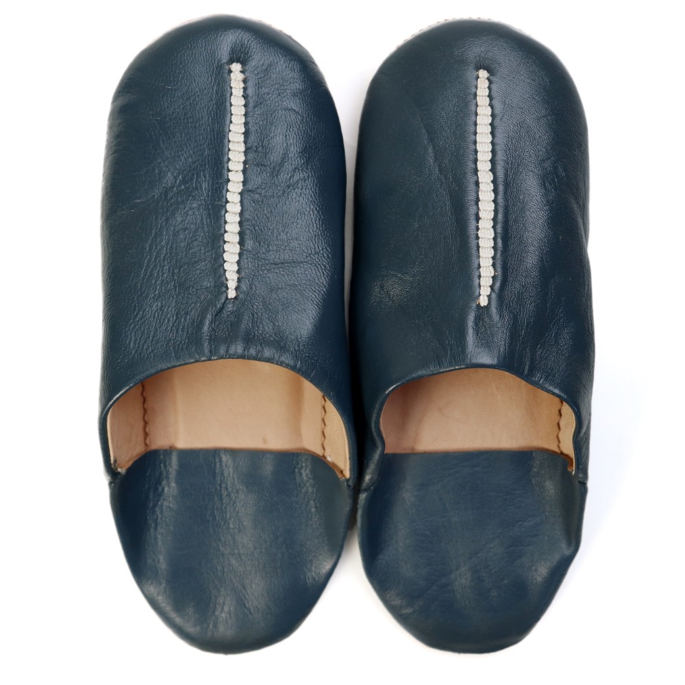 中央ライン刺繍バブーシュ 39 紺